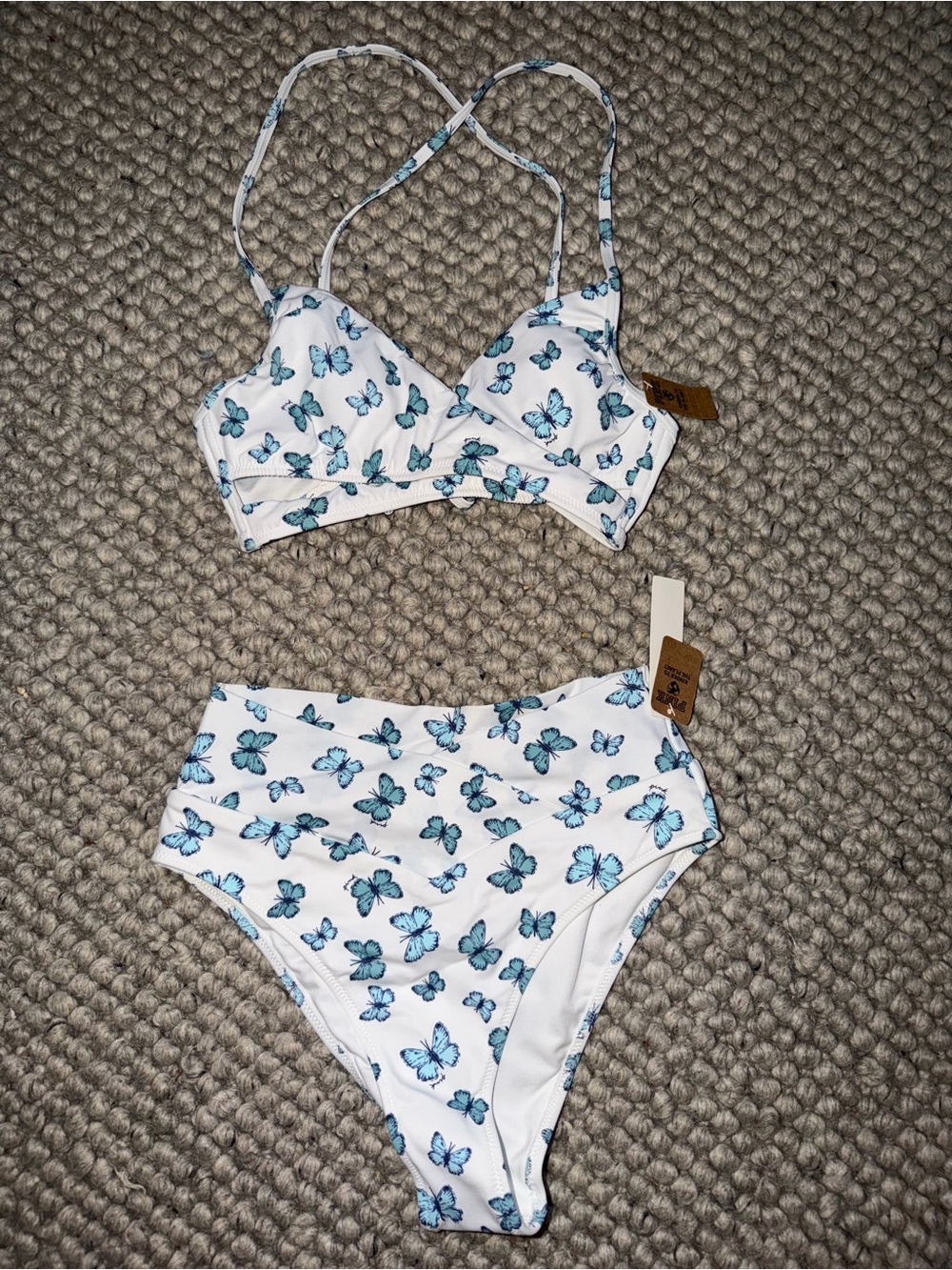 Victoria’s Secret PINK Butterfly Print Bikini in White & Blue - Picture 3 of 5